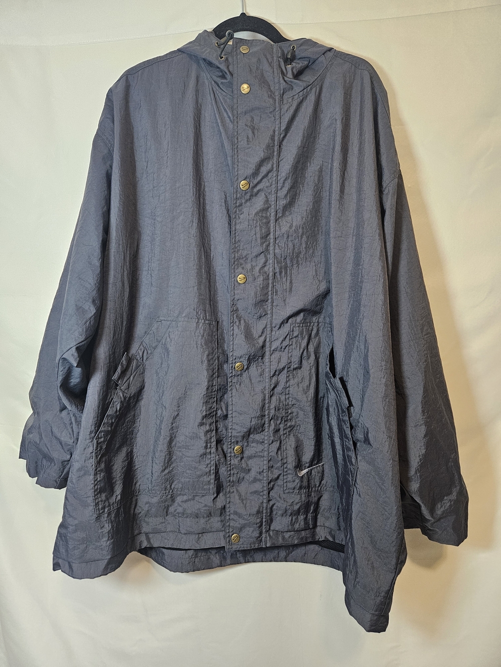 Vintage 90s Nike Men's Grey Hooded Windbreaker Jacket Athleisure Activewear